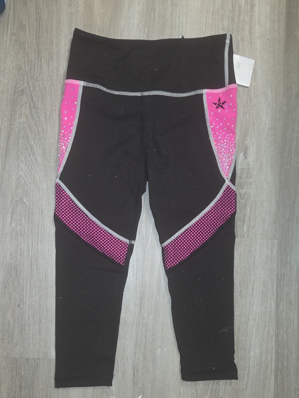 Rebel Sthletic Girls' Black and Hot Pink Athletic Leggings